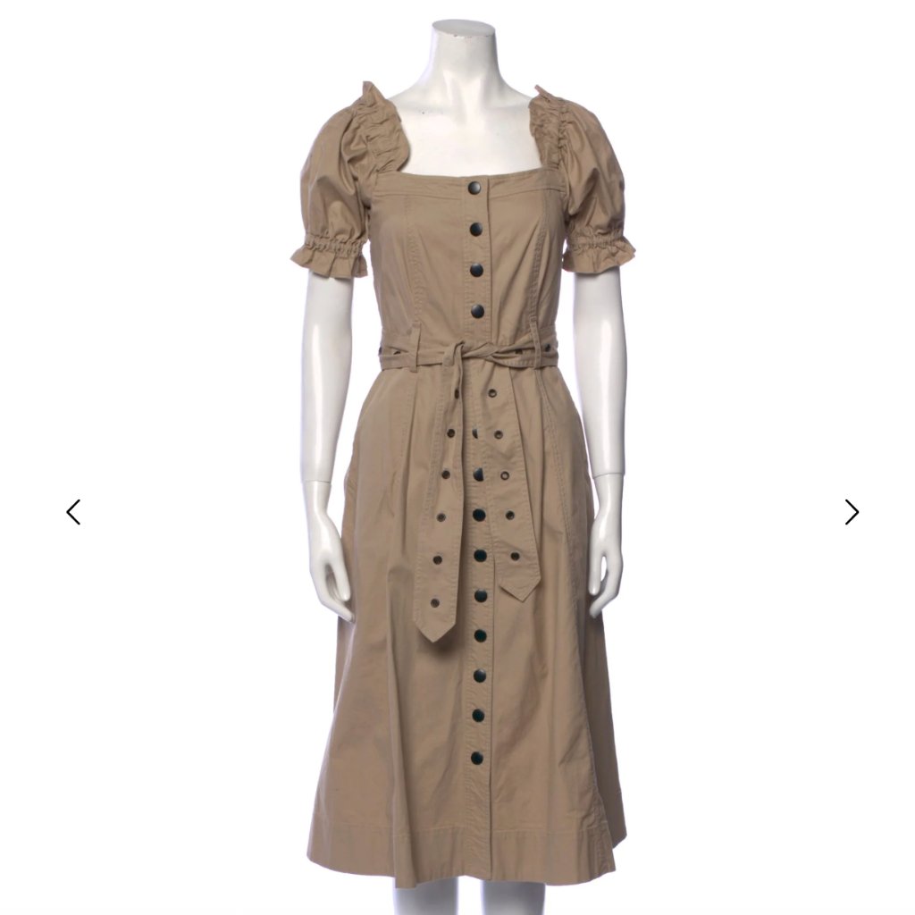 Marissa Webb Puff Sleeves Canvas Dress Tan Size 2